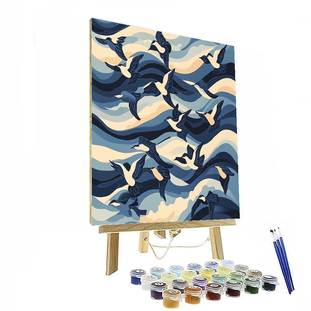 Hokusai Inspired Storm Birds Numbered painting kits