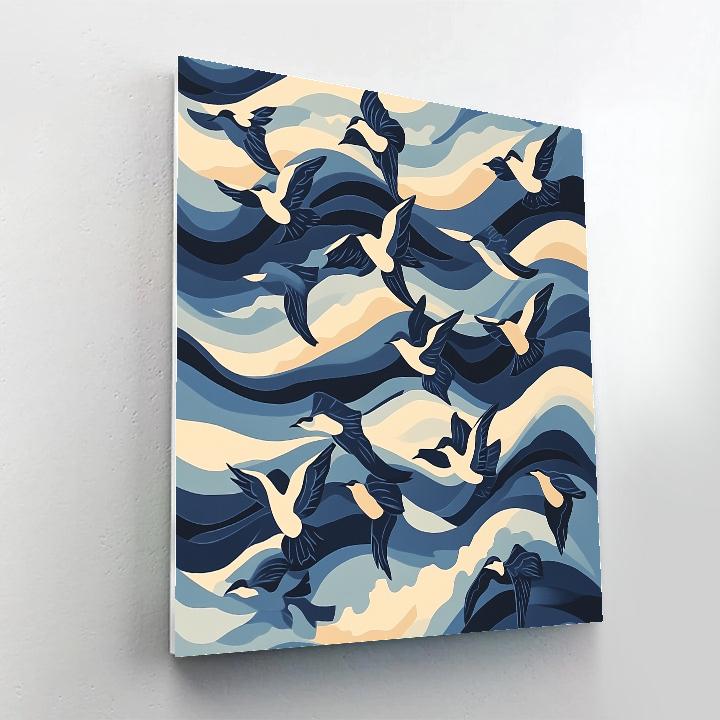 Hokusai Inspired Storm Birds Numbered painting kits