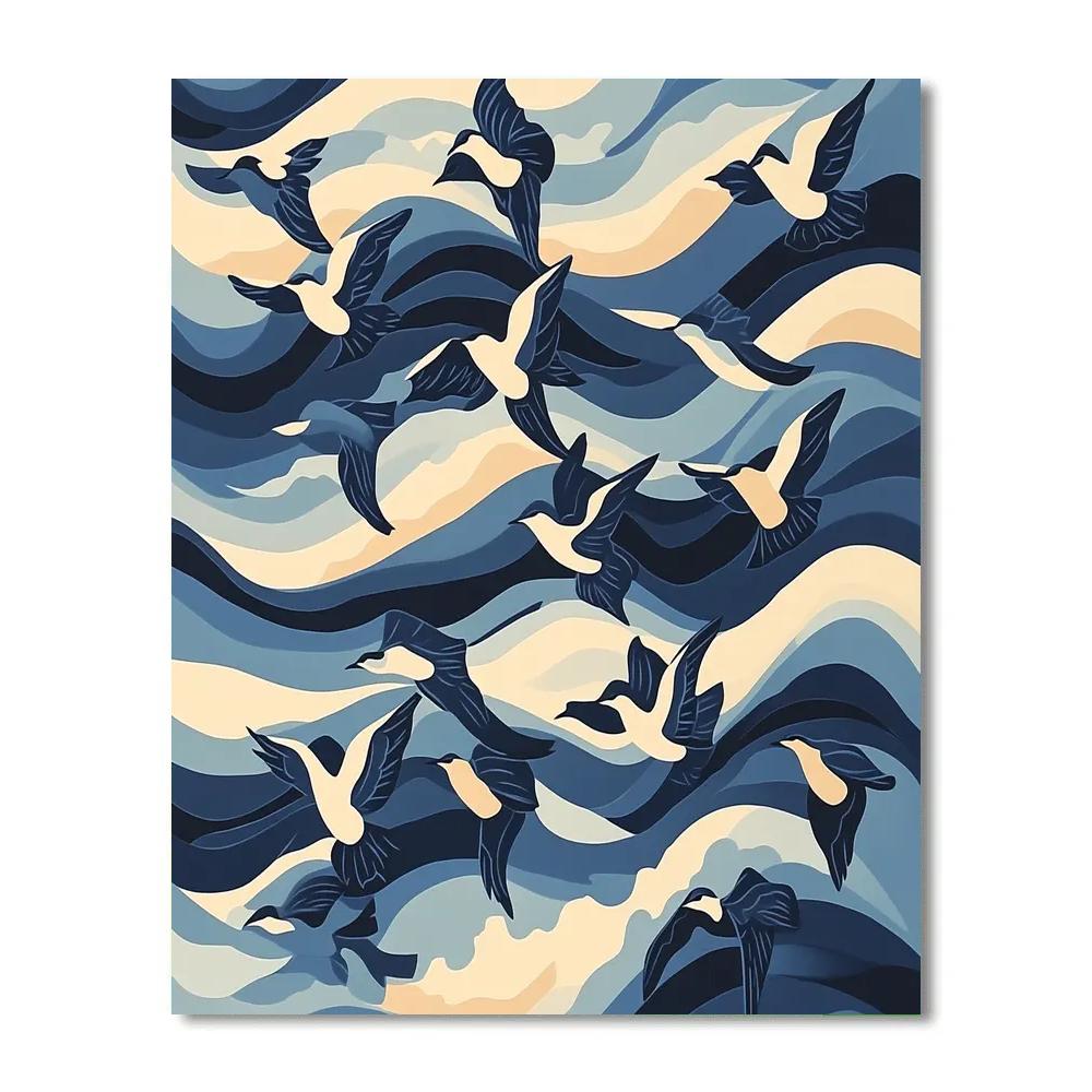 Hokusai Inspired Storm Birds Numbered painting kits