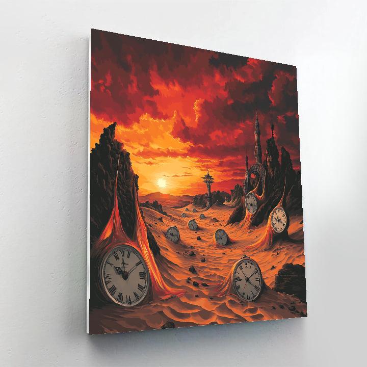 Salvador Dali Inspired Surreal Desert Landscape paint by numbers