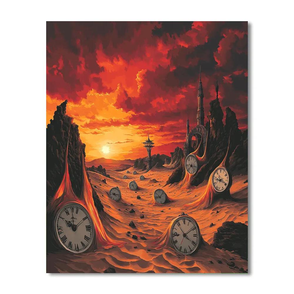 Salvador Dali Inspired Surreal Desert Landscape paint by numbers