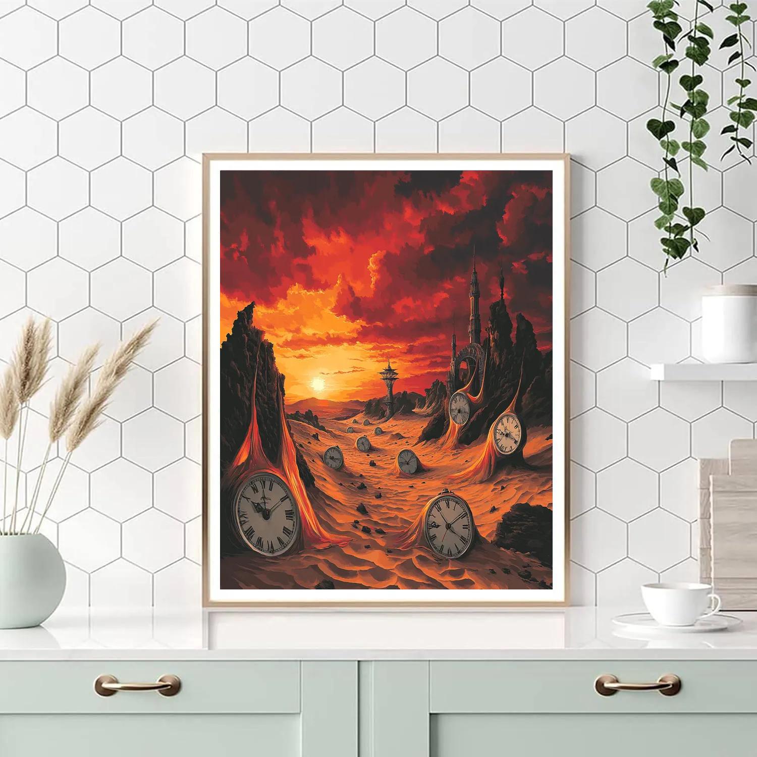 Salvador Dali Inspired Surreal Desert Landscape paint by numbers
