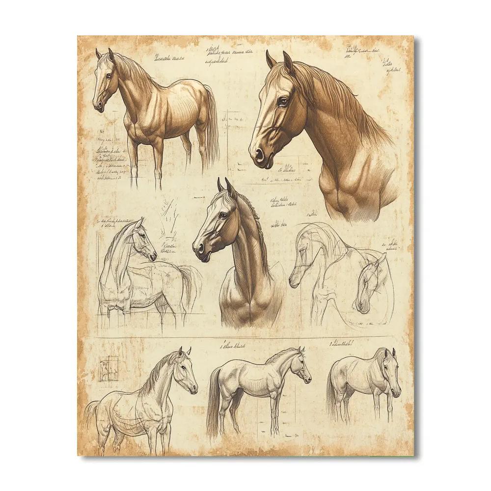 Leonardo Da Vinci Inspired Renaissance Study Of Horses Paint by numbers kits