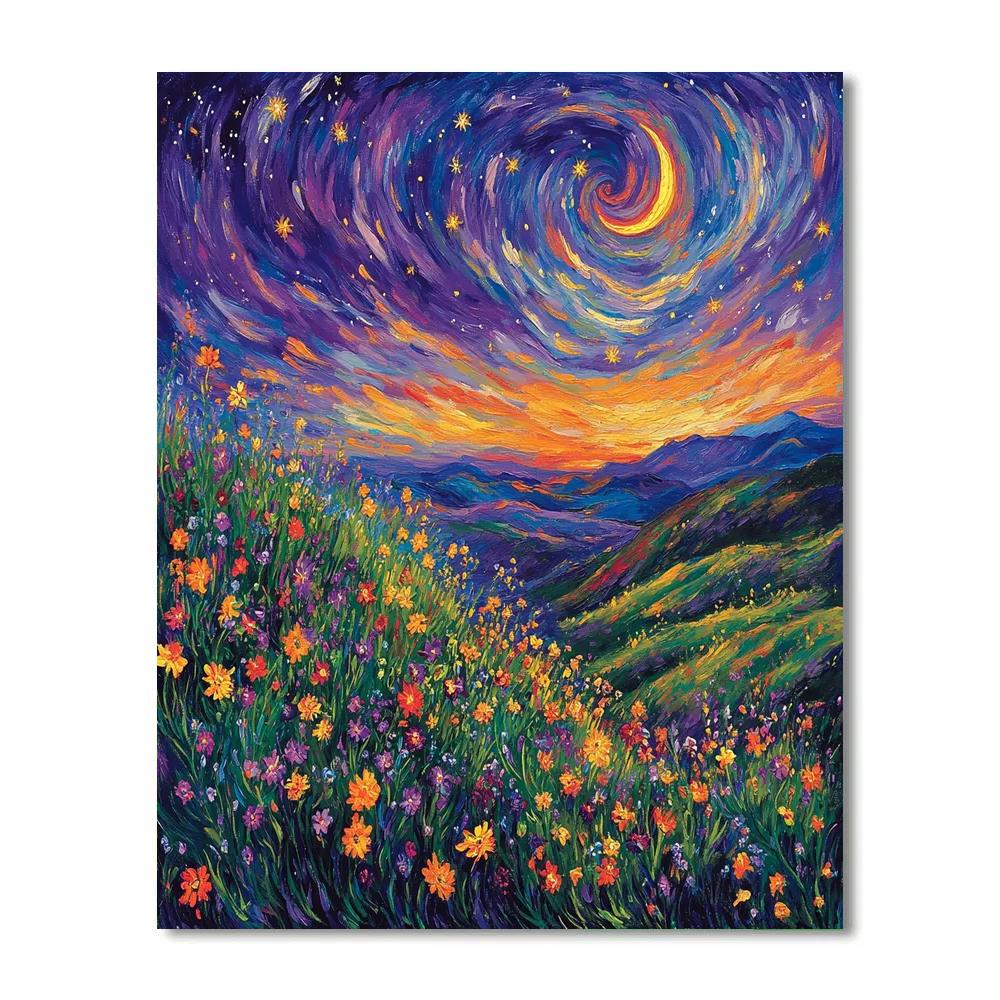 Van Gogh Inspired Twilight Meadow Paint by numbers art
