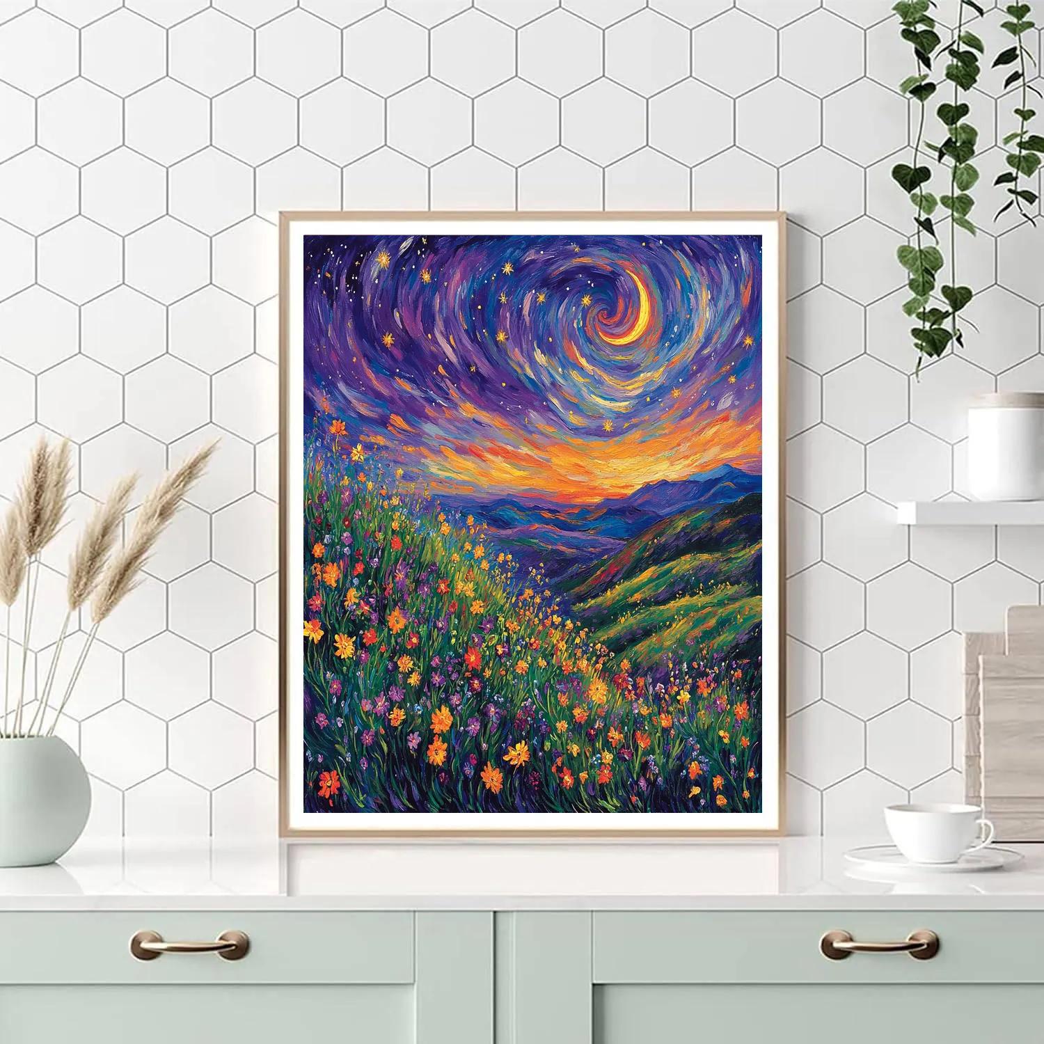 Van Gogh Inspired Twilight Meadow Paint by numbers art
