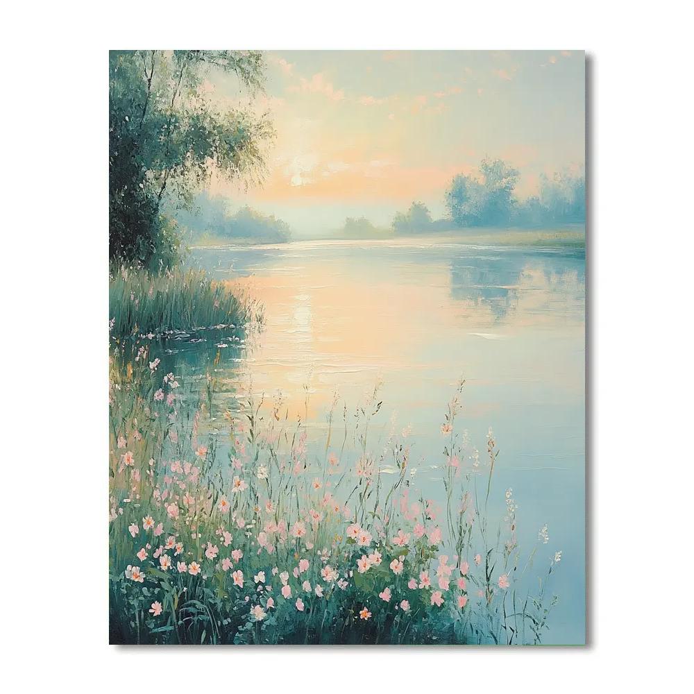 Monet Inspired Serene Riverbank Number painting