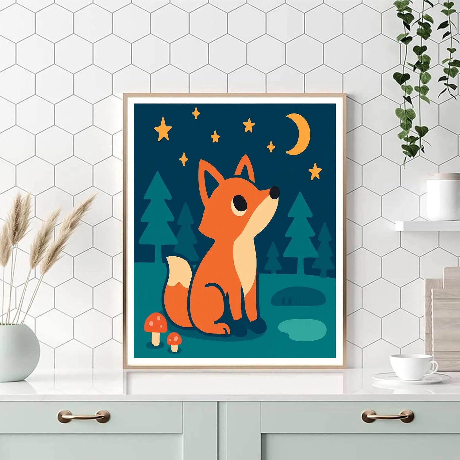 Starlight Forest Fox Painting by numbers kit