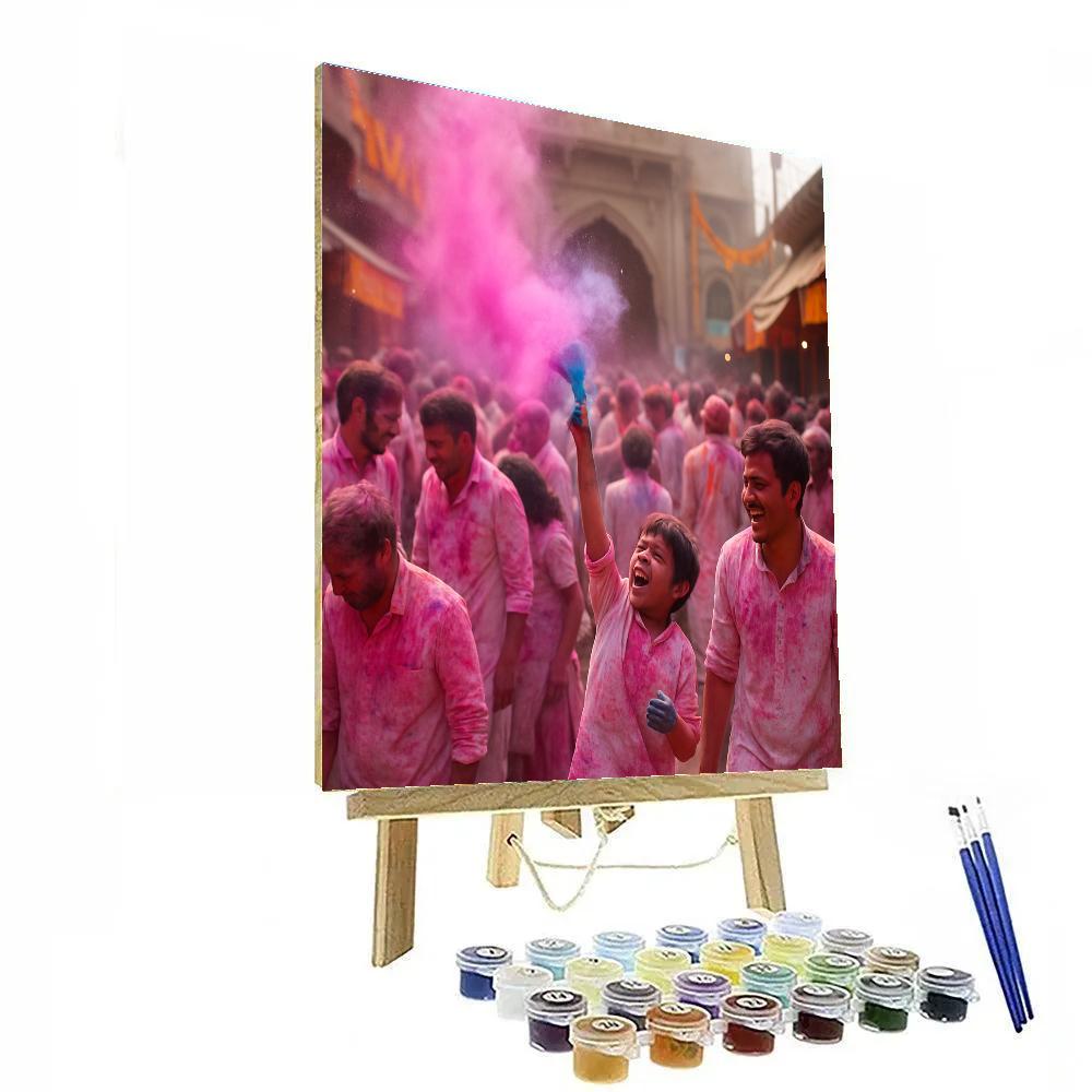 Holi Streets Of Mathura paint by color