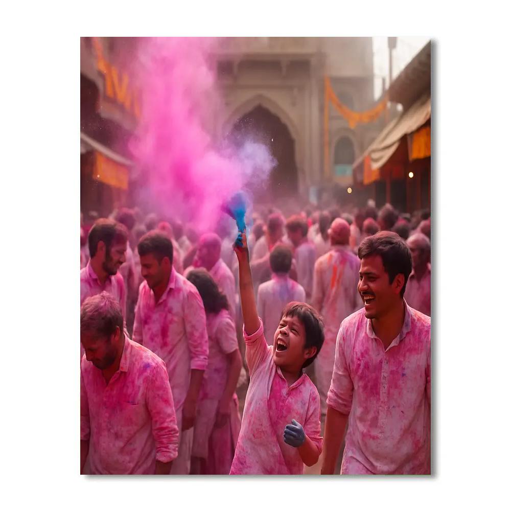 Holi Streets Of Mathura paint by color
