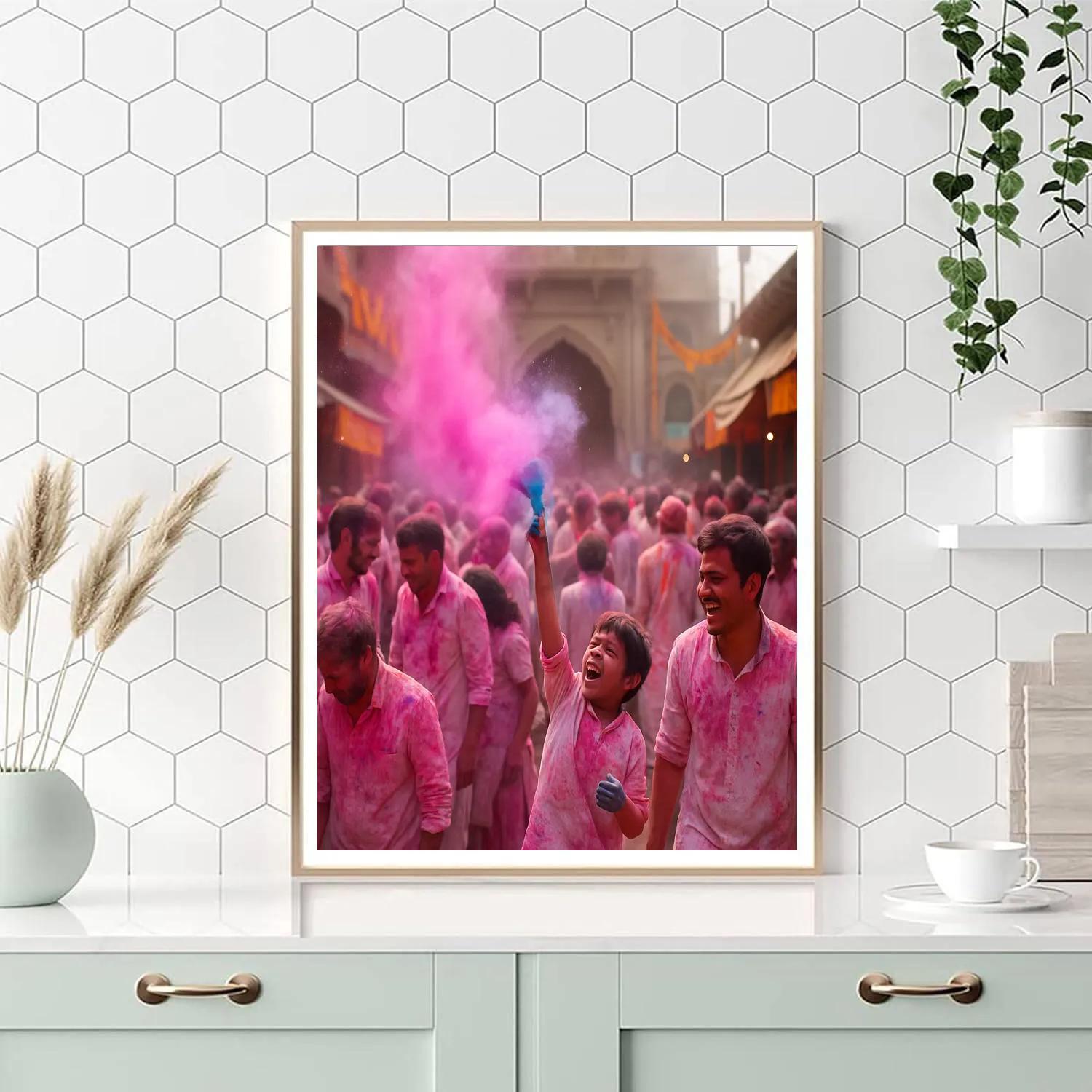 Holi Streets Of Mathura paint by color