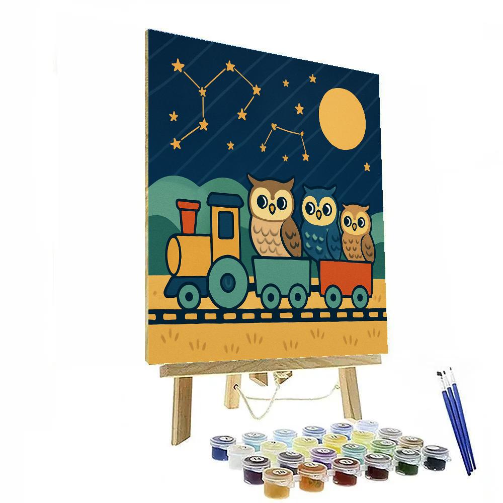 Galaxy Train Owls Numbered painting kits