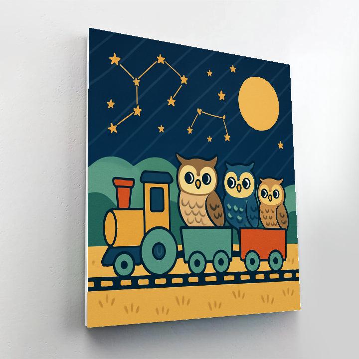 Galaxy Train Owls Numbered painting kits
