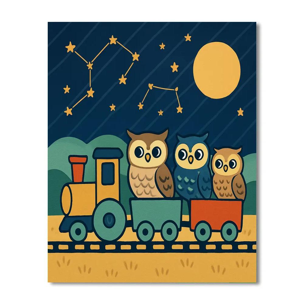 Galaxy Train Owls Numbered painting kits