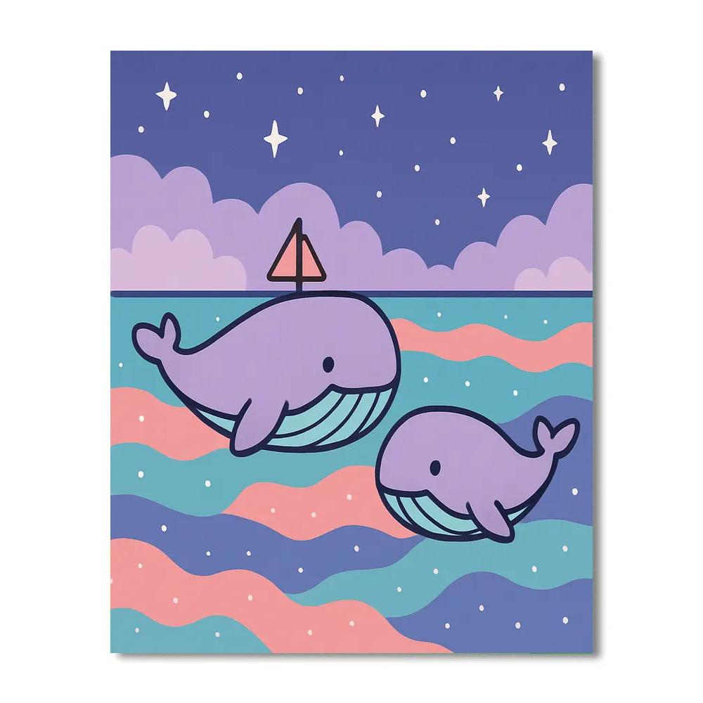 Nebula Sailing Whales Numbered painting kits