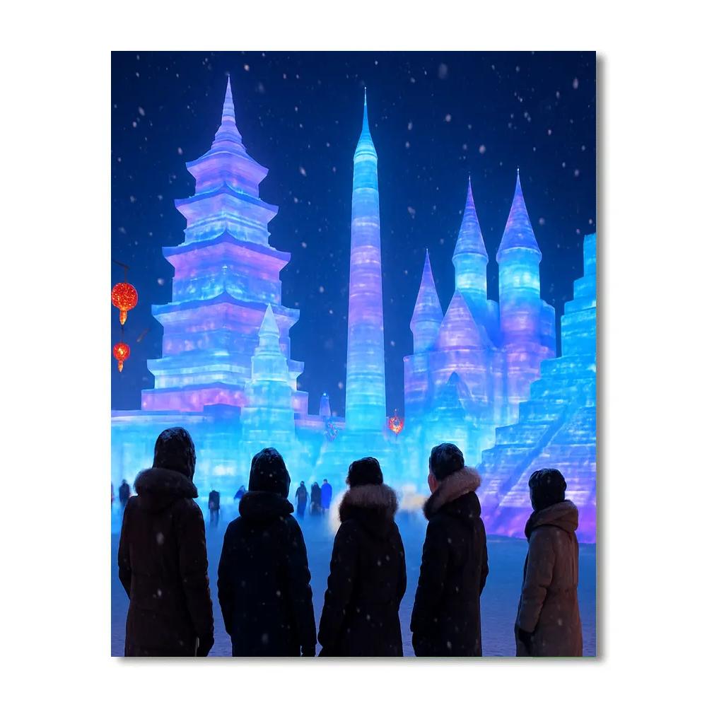 Harbin Ice And Snow Festival Glow Paint by numbers art