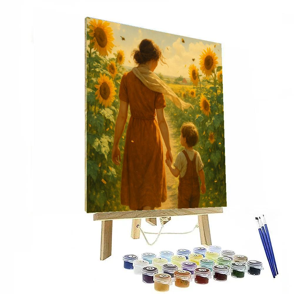 Sunflower Field Stroll Numbered painting kits