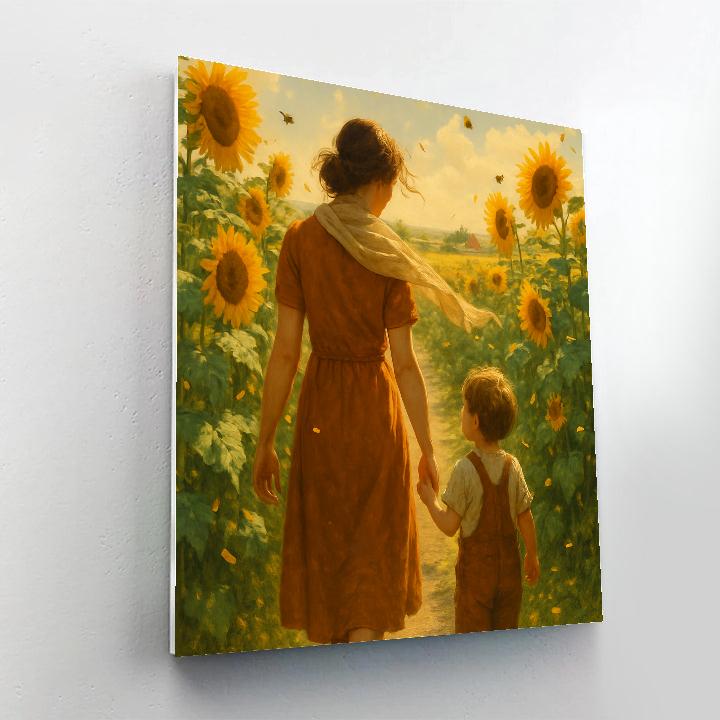 Sunflower Field Stroll Numbered painting kits
