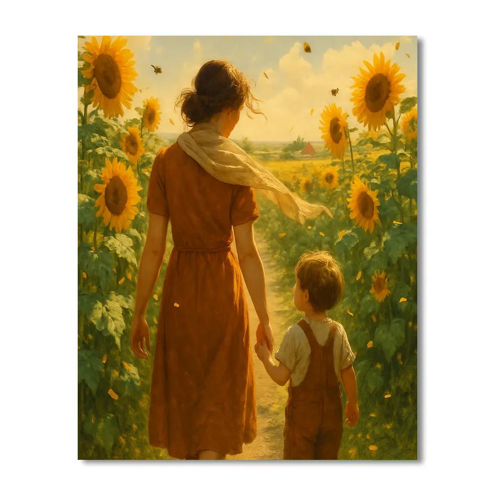 Sunflower Field Stroll Numbered painting kits