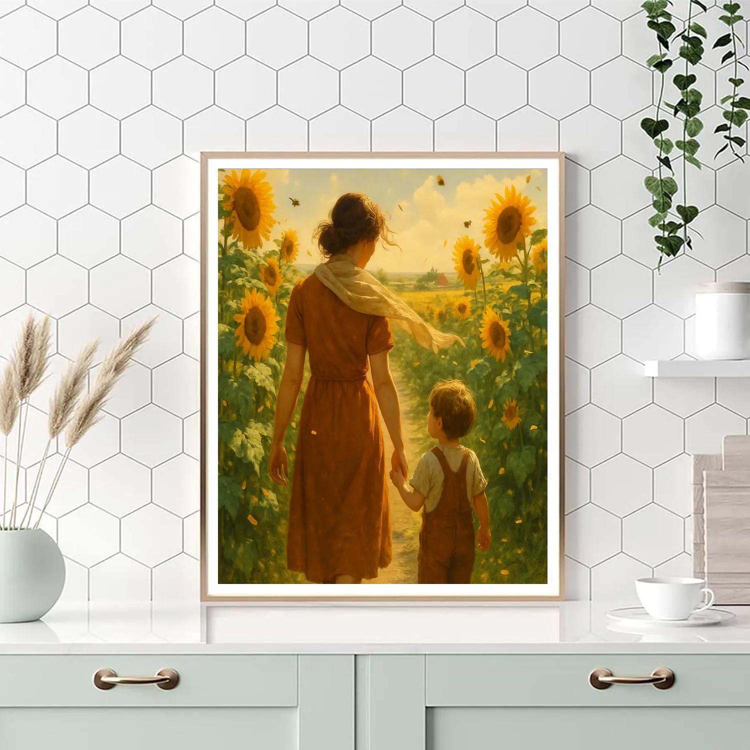 Sunflower Field Stroll Numbered painting kits