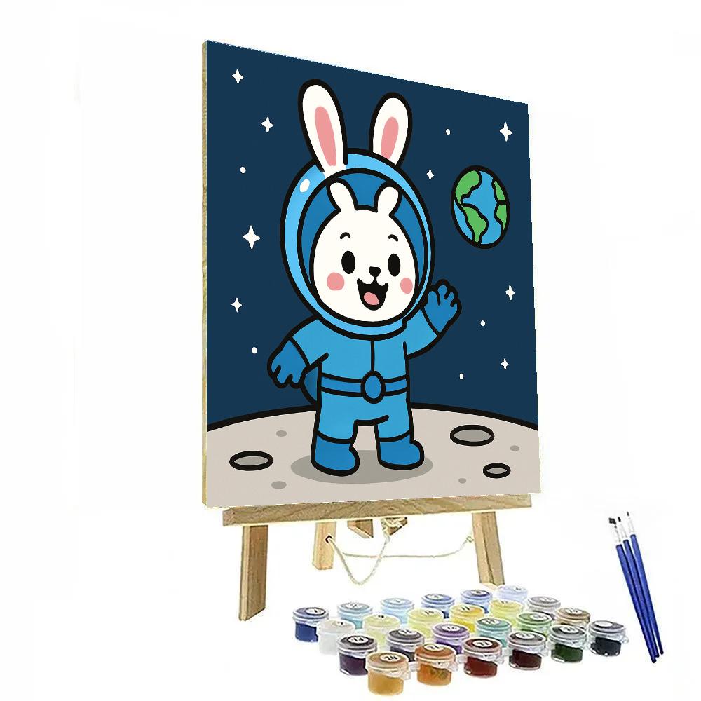 Space Explorer Rabbit On The Moon Painting by numbers kit