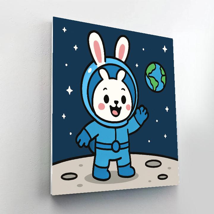 Space Explorer Rabbit On The Moon Painting by numbers kit