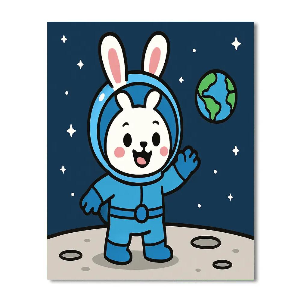Space Explorer Rabbit On The Moon Painting by numbers kit