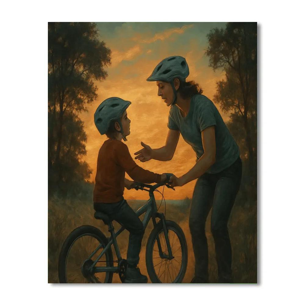 Bike Trail Sunset Teach paint by numbers