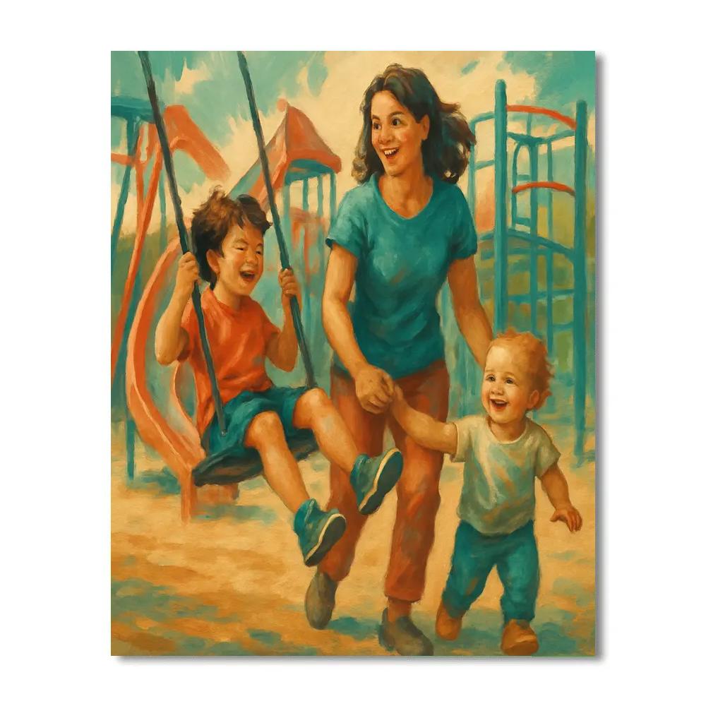 Sibling Trio Playground painting number kit