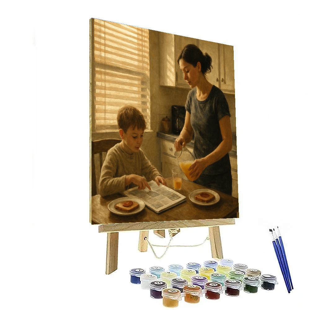 Morning Newspaper And Toast paint by numbers