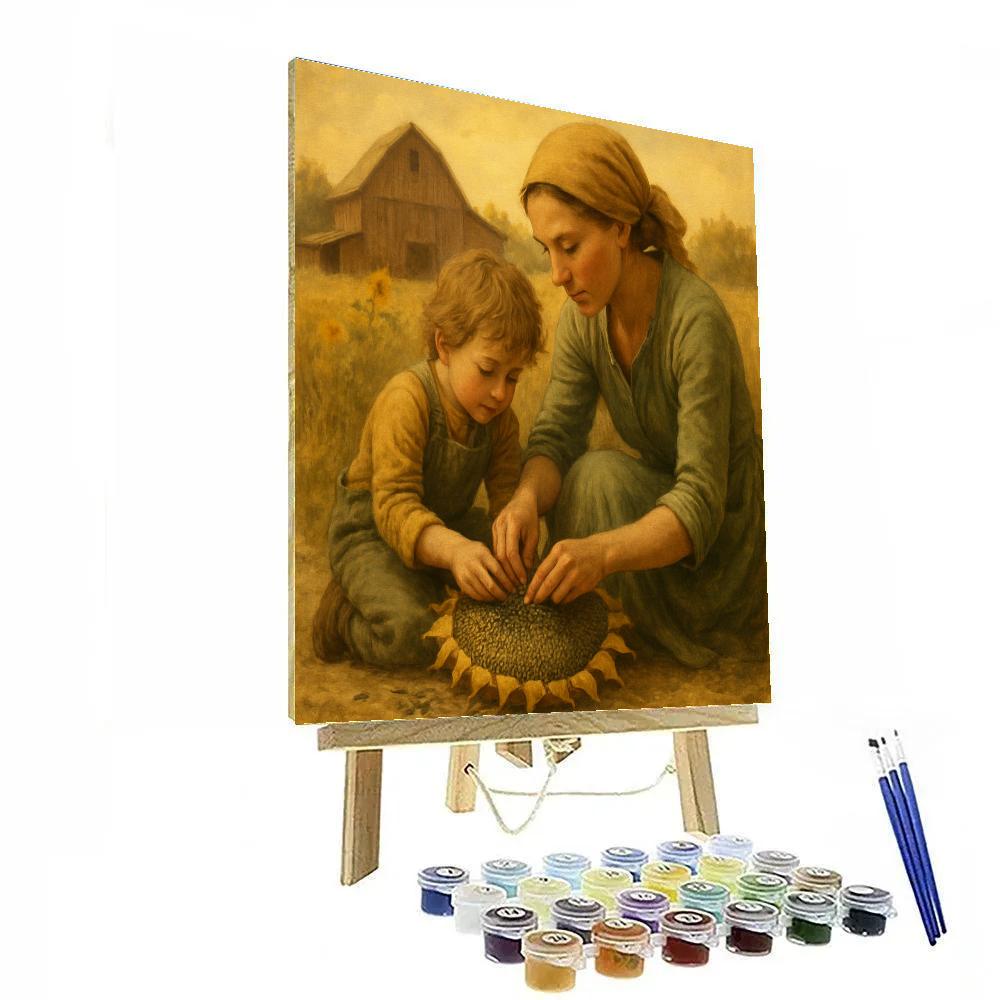 Harvesting Sunflower Seeds paint by color