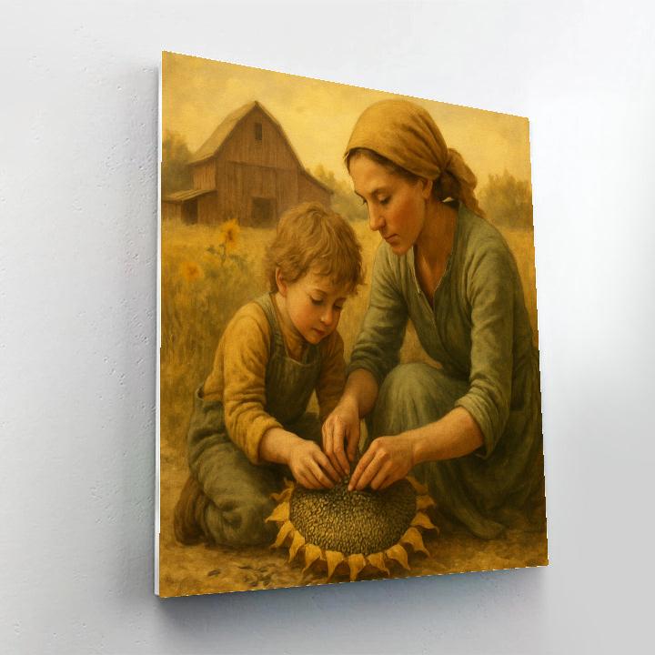 Harvesting Sunflower Seeds paint by color