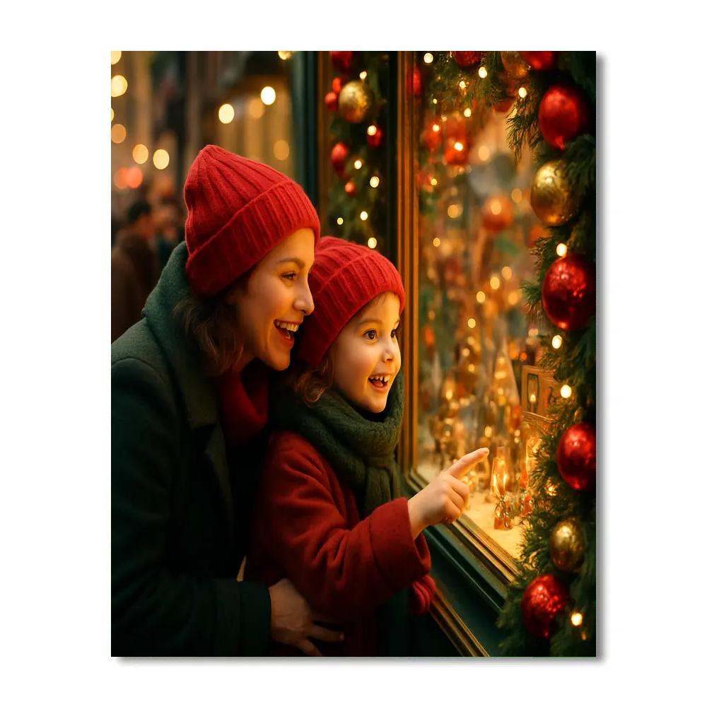 Mall Window Holiday Shopping Number painting