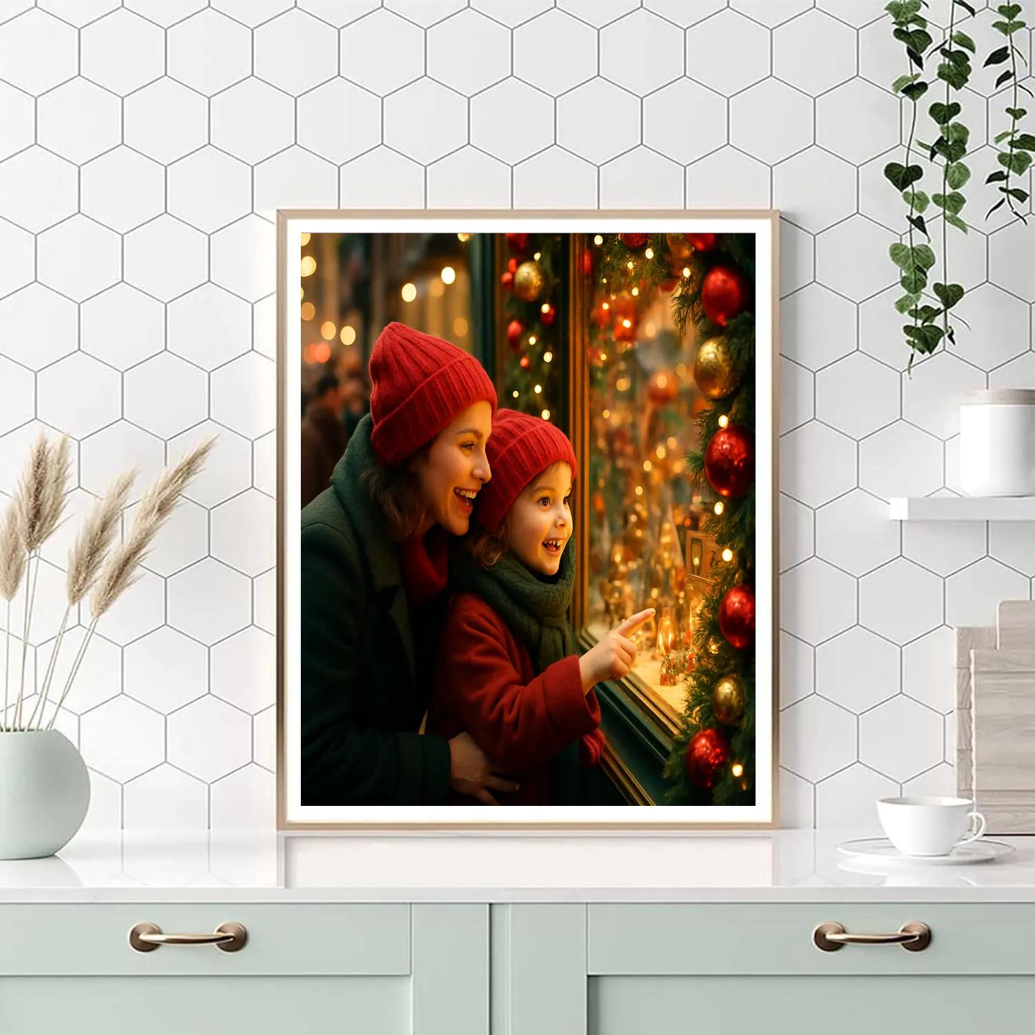 Mall Window Holiday Shopping Number painting