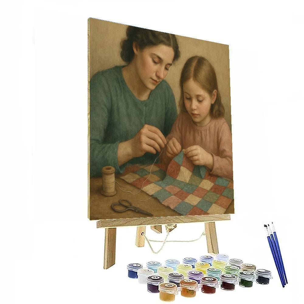 Patchwork Blanket Stitching Number painting