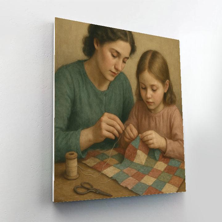 Patchwork Blanket Stitching Number painting