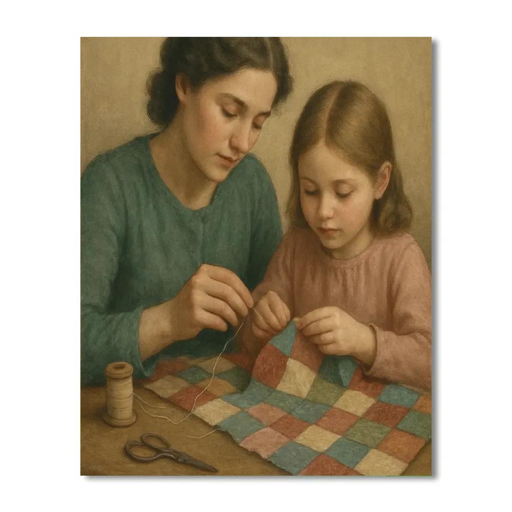 Patchwork Blanket Stitching Number painting