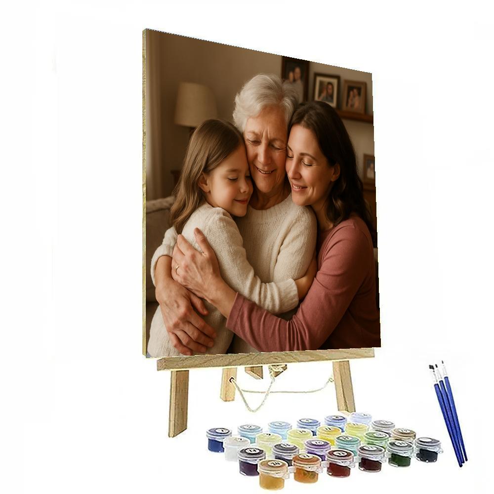 Grandma Visit Multi Generation Hug Numbered painting kits