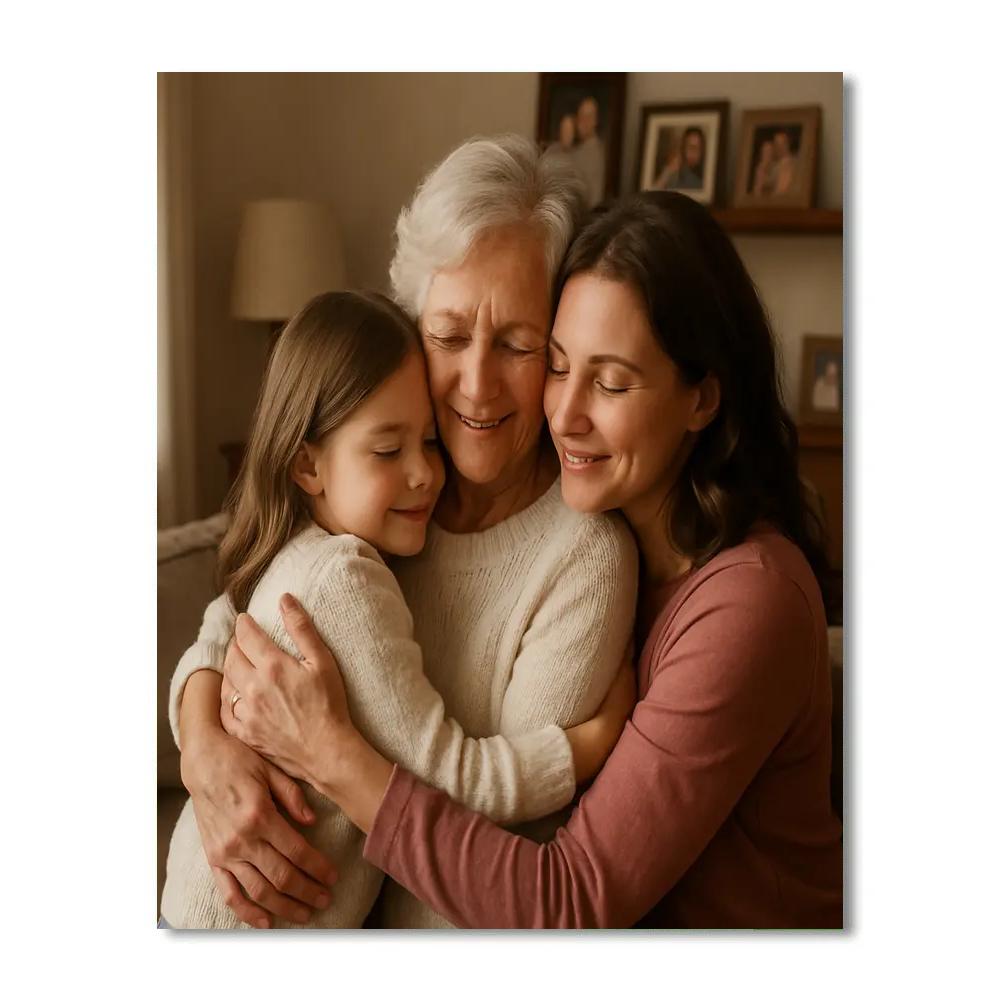 Grandma Visit Multi Generation Hug Numbered painting kits
