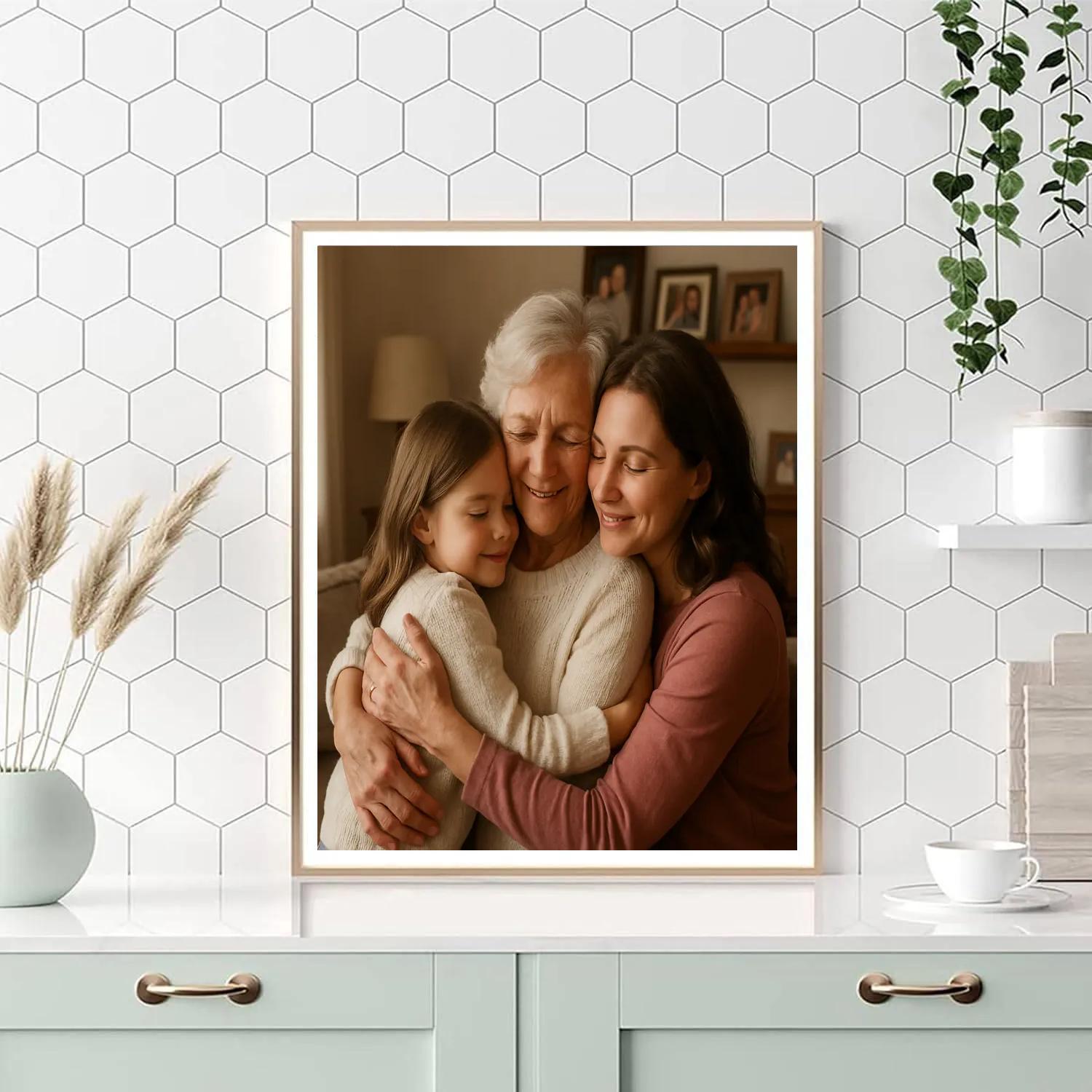 Grandma Visit Multi Generation Hug Numbered painting kits