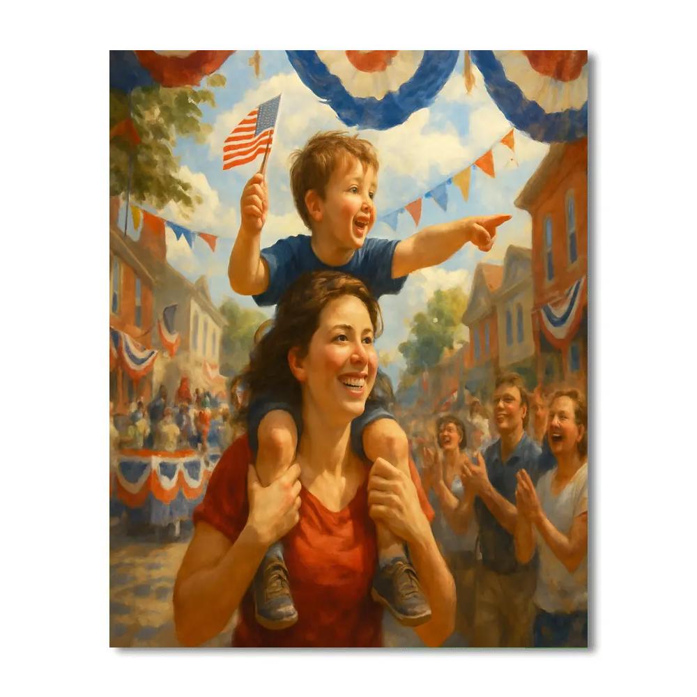 Community Parade Handheld Flag Painting by numbers kit