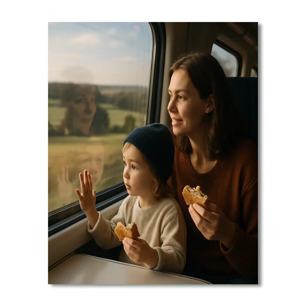 Train Window Shared Snacks Painting by numbers kit