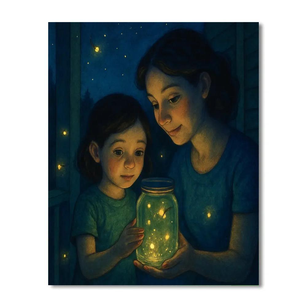 Backyard Firefly Jar Night Numbered painting kits