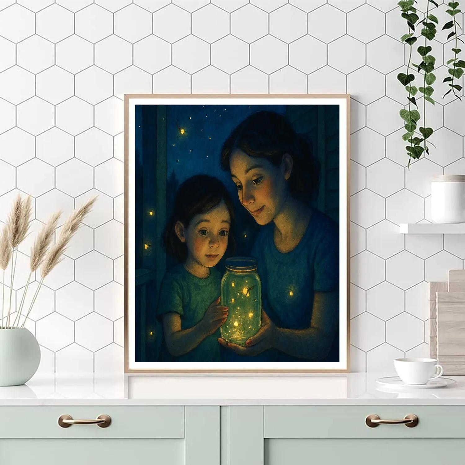 Backyard Firefly Jar Night Numbered painting kits