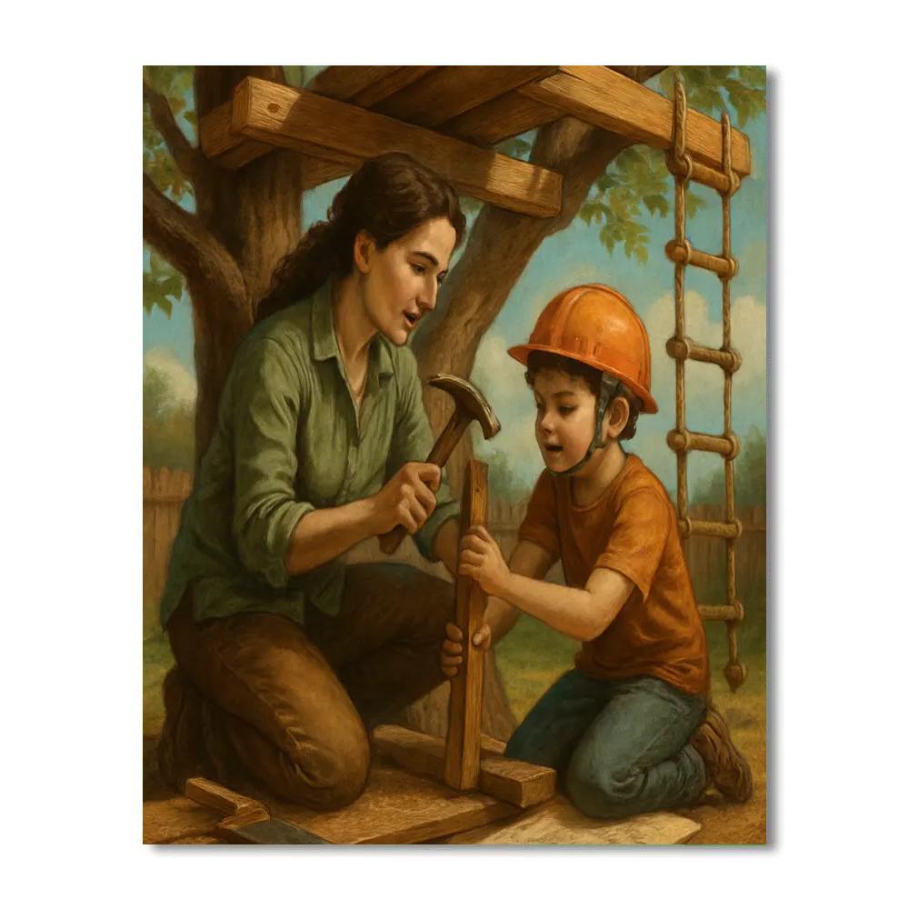 Carved Treehouse Construction Paint by numbers kits