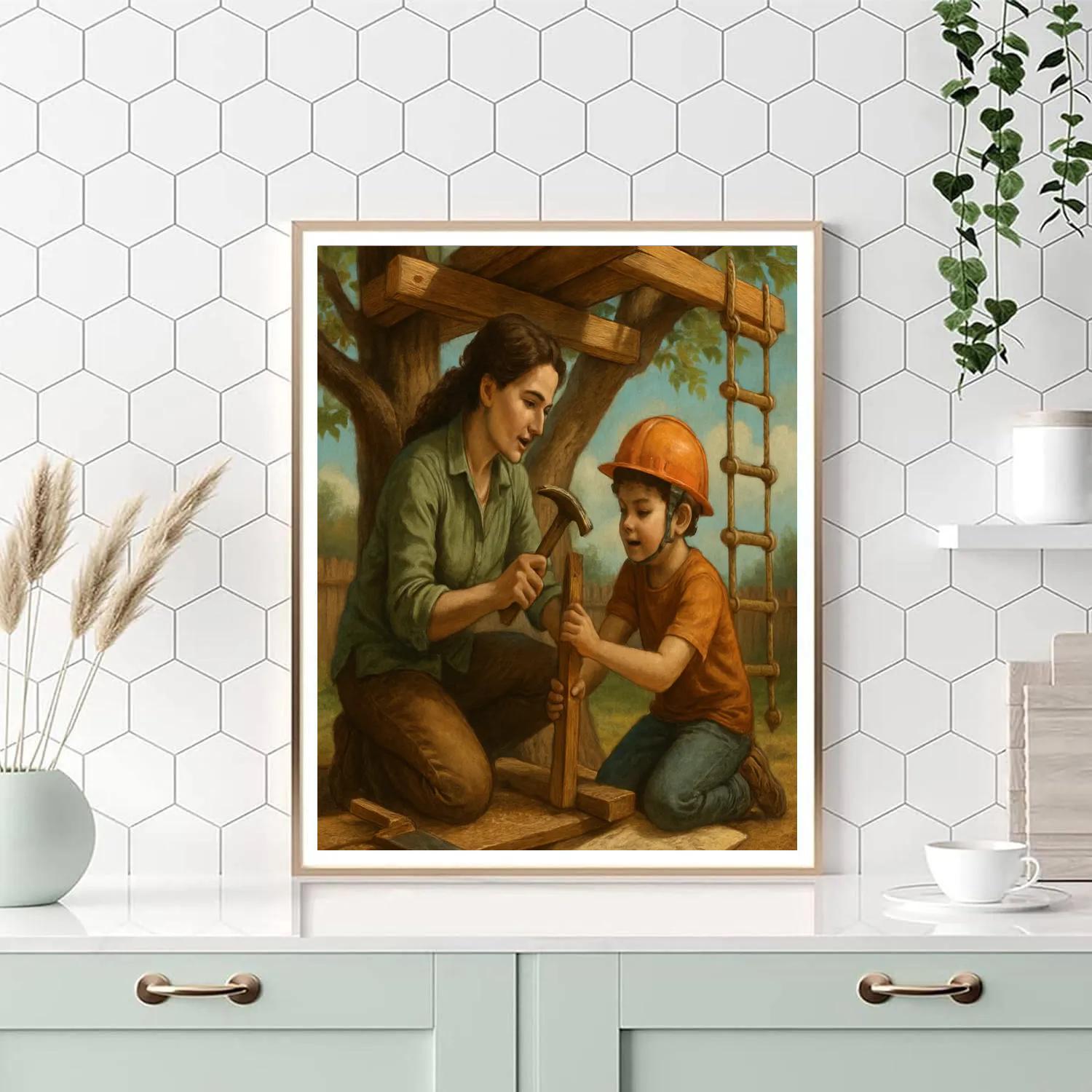 Carved Treehouse Construction Paint by numbers kits