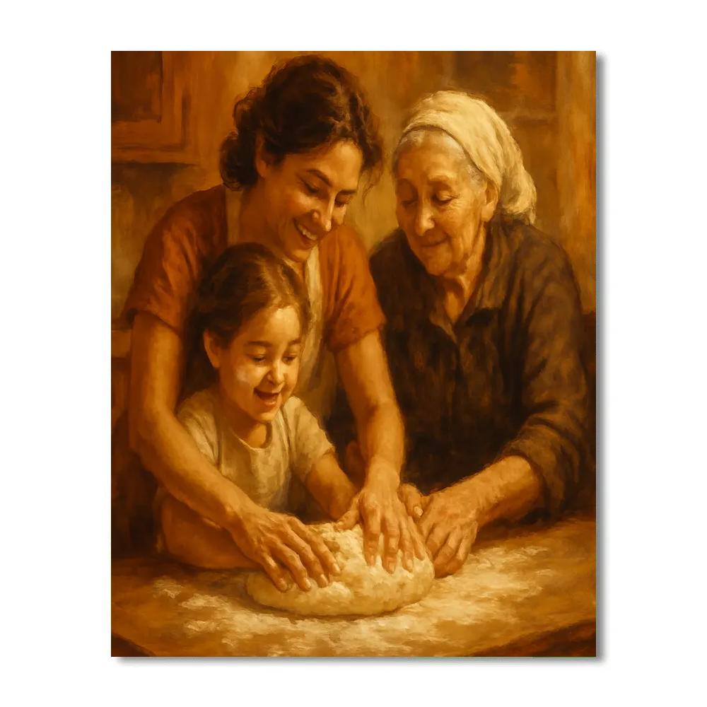 Baking Bread With Grandma paint by color