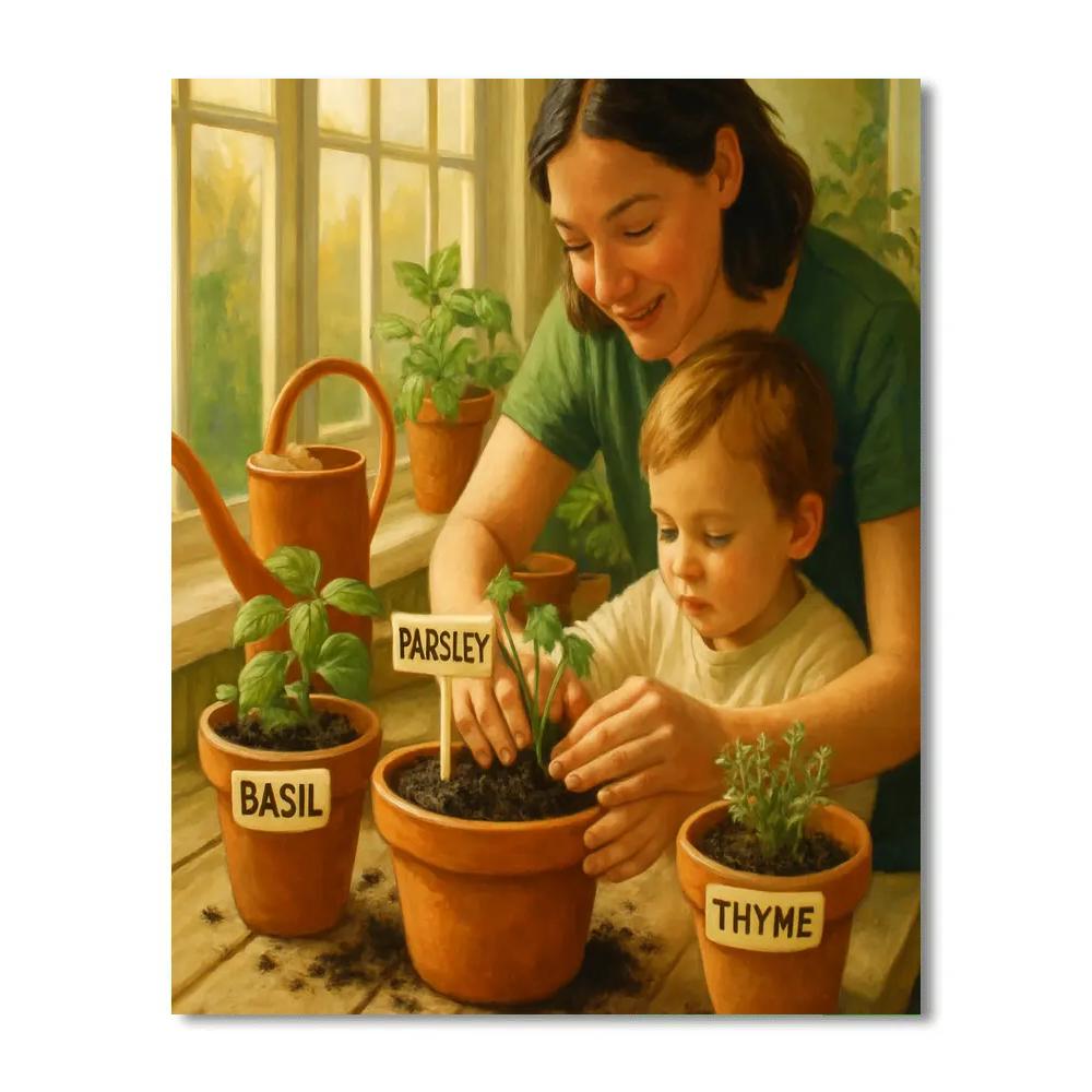 Sunroom Herb Planting paint by number