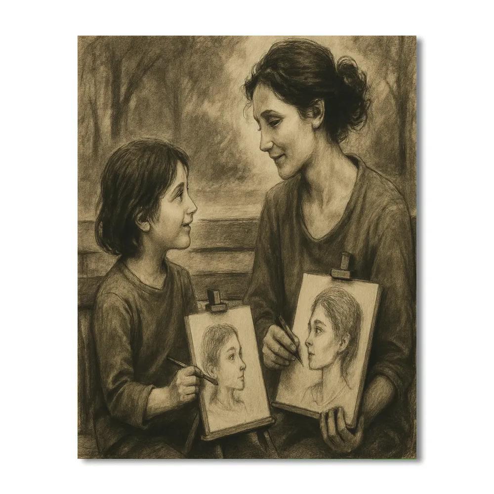 Quiet Bench Sketch Portraits paint by numbers