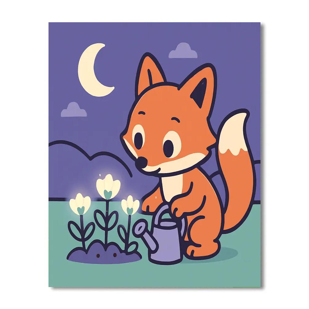 Moon Garden Fox DIY paint by numbers
