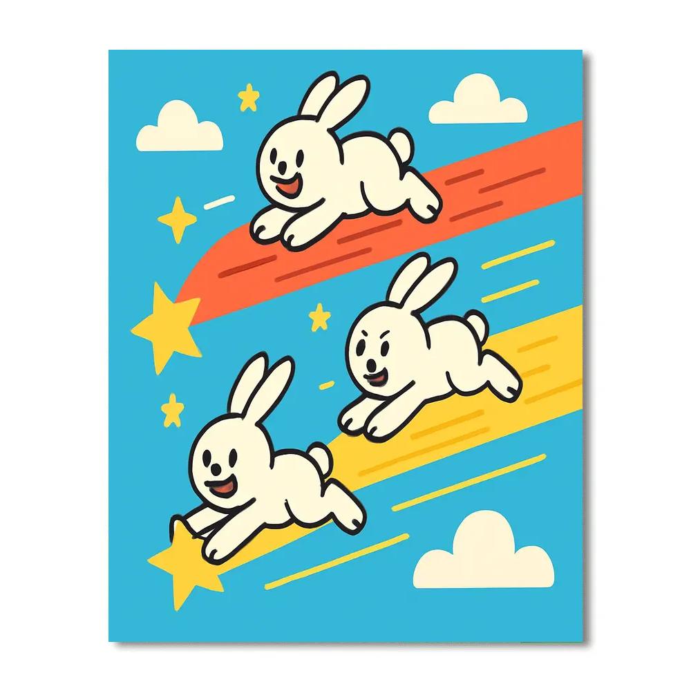 Comet Race Rabbits paint by numbers